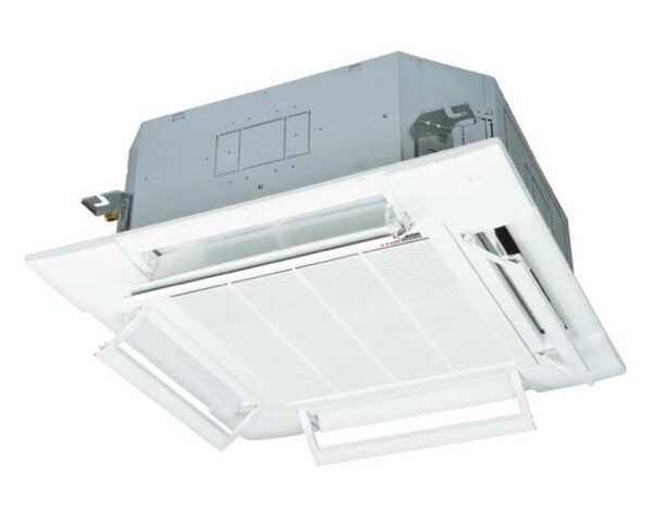 Mitsubishi TERMAL Climatizzatore SUPER monosplit modello col.BIANCO cassetta 84×84 unità interna FDT 100~140 VH pannello antidraft T-PSAE-5BW-E*